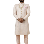 Alluring Peach Thread Embroidered Sherwani | Father Son Combo | Perfect Groom Wear